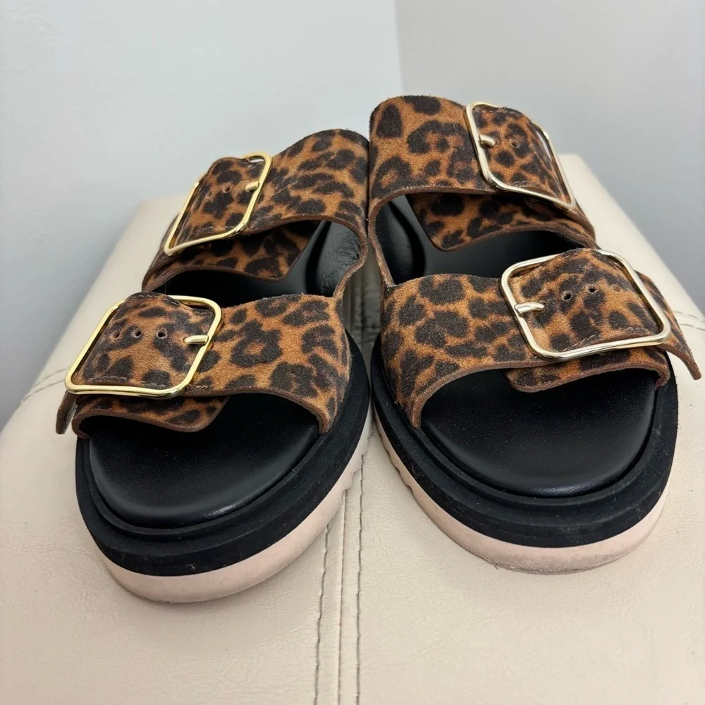 AGL Attilio Giusti Leombruni Brown/ Black Leopard Print Sandals Size 9.5